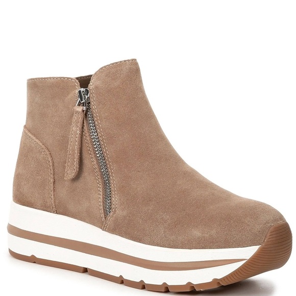 Women’s STEVE MADDEN Glided taupe suede platform sneakers- Size 8.5 - Picture 1 of 10